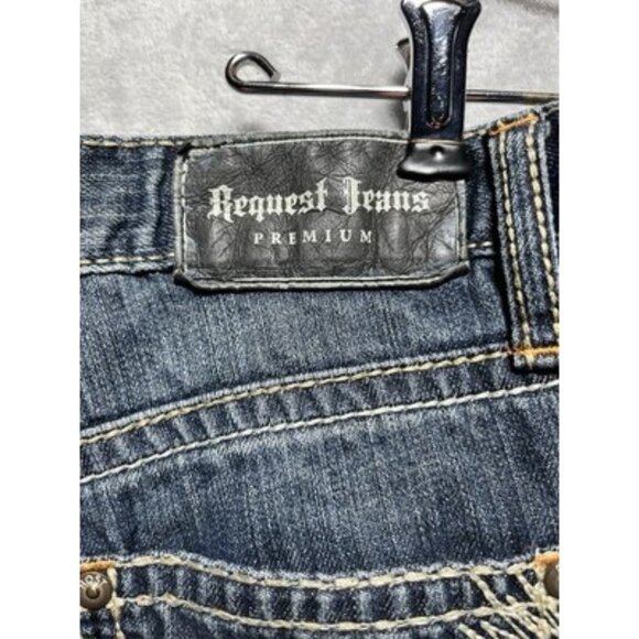 Request Premium Jeans Youth Boys Size 12 Short Medium Wash Distressed Straight - Picture 9 of 12